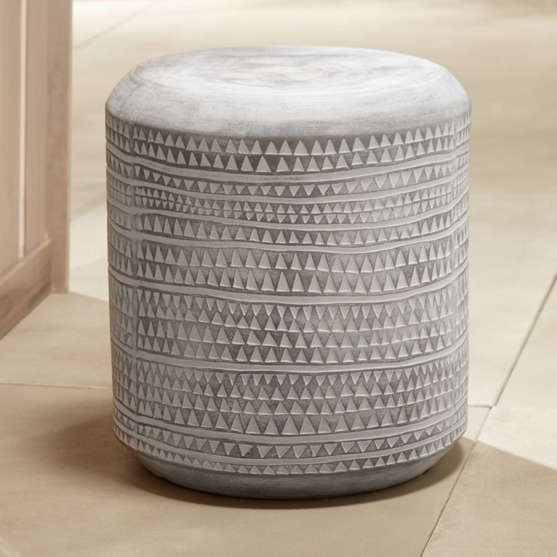 Grey Embossed Stool Side Table Reviews Cb2