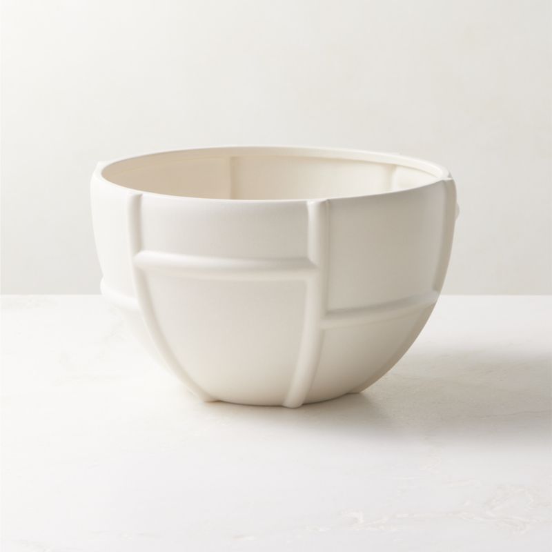 White Ribbed Ceramic Mixing Bowls - Set of 3