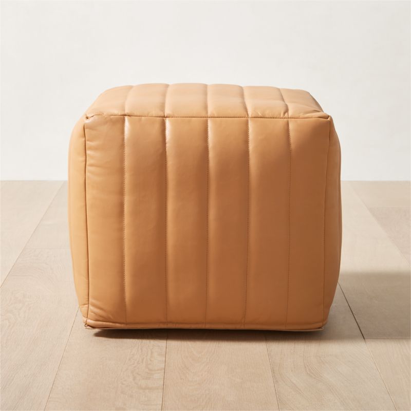 View Groove Channeled Saddle Leather Pouf details