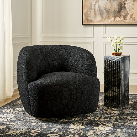 Gwyneth Black Boucle Swivel Chair Set of 2 by goop