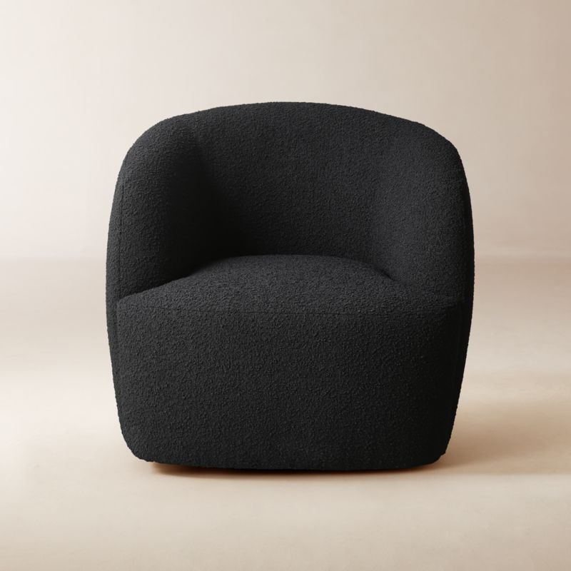 Gwyneth Black Boucle Swivel Chair by goop - image 0 of 12