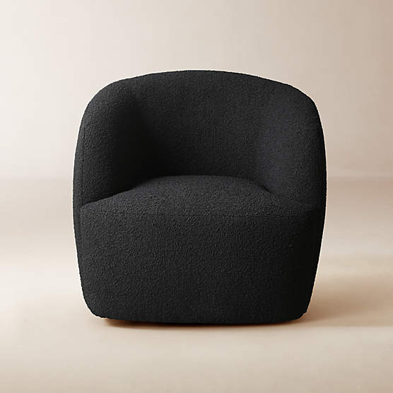 Gwyneth Black Boucle Swivel Chair by Goop