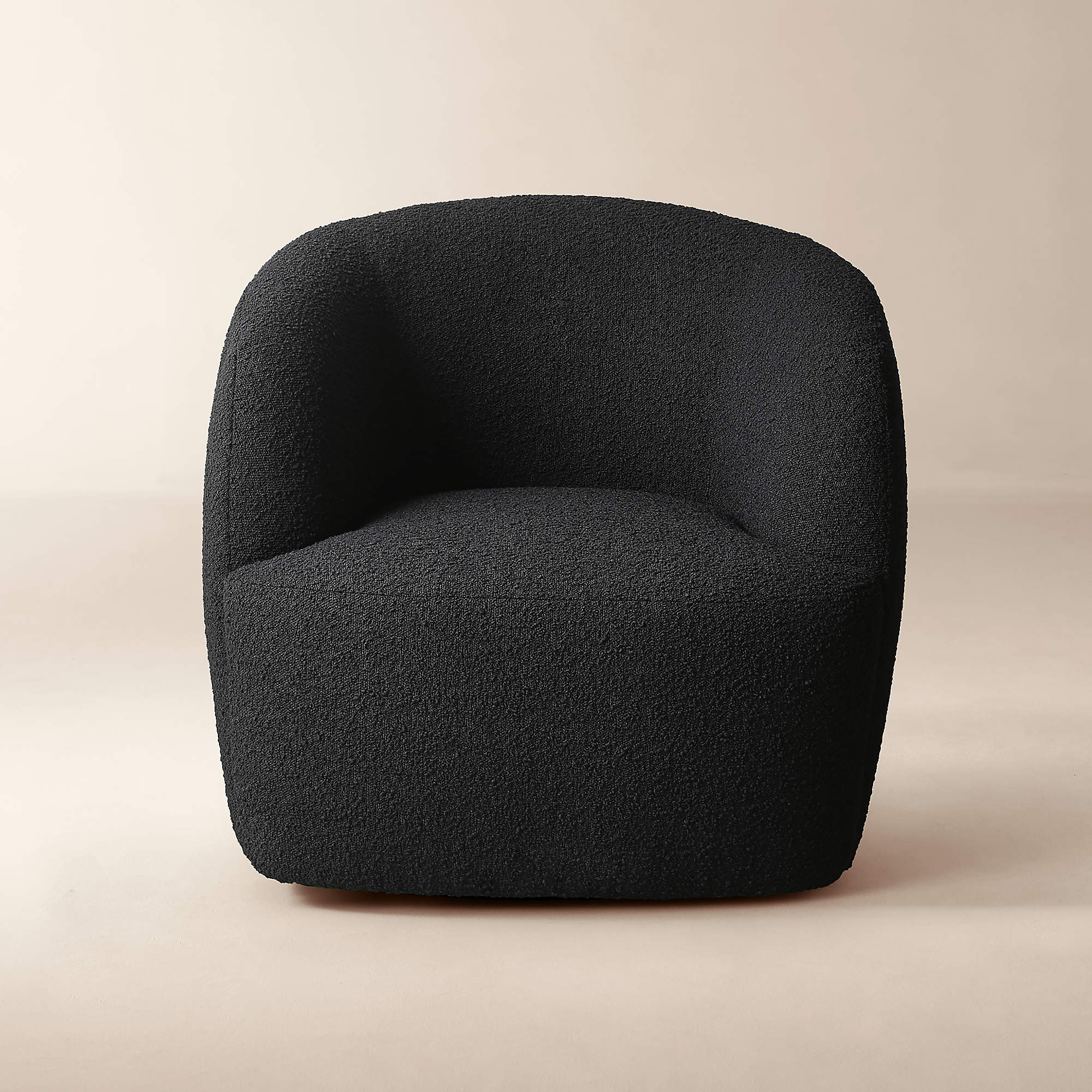 Black Boucle Swivel Chair Set of 2 + Reviews CB2