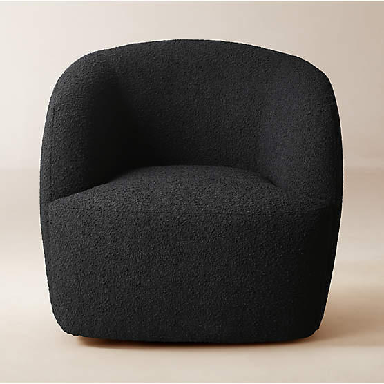 Gwyneth Black Boucle Swivel Chair by goop