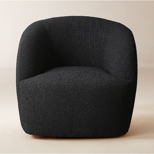 Gwyneth Black Boucle Swivel Chair by goop