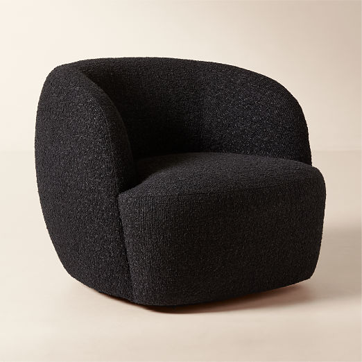 Gwyneth Black Boucle Swivel Chair by goop