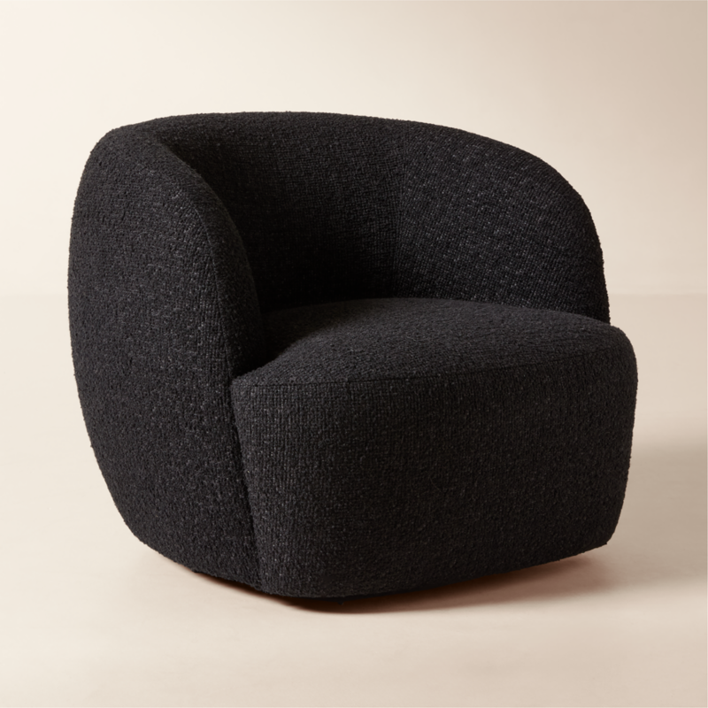 Gwyneth Black Boucle Swivel Chair by goop - image 5 of 12