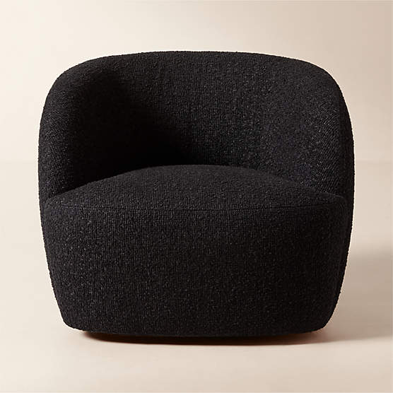 Gwyneth Black Boucle Swivel Chair Set of 2 by goop