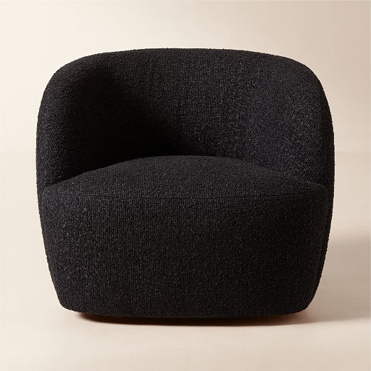 Gwyneth Black Boucle Swivel Chair by goop