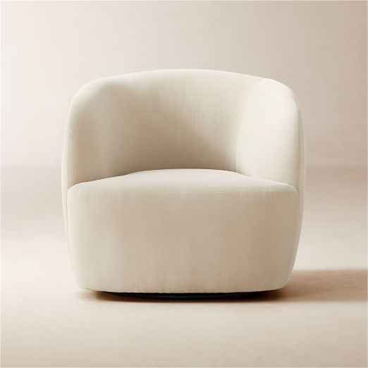 Modern Furniture Clearance Sale CB2 Canada   Gwyneth Warm White Velvet Swivel Chair 