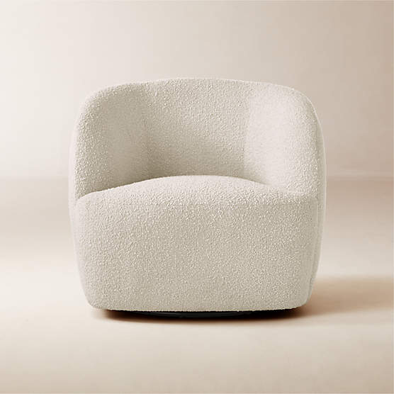 Gwyneth Ivory Boucle Swivel Chair by Goop