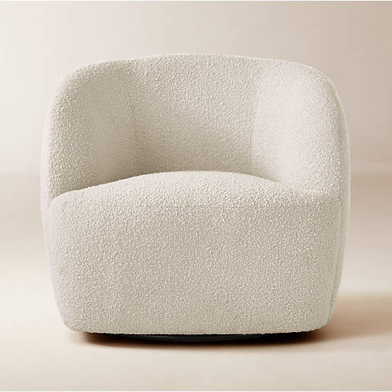 Gwyneth Ivory Boucle Swivel Chair by goop