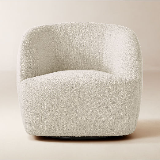 Gwyneth Ivory Boucle Swivel Chair by goop