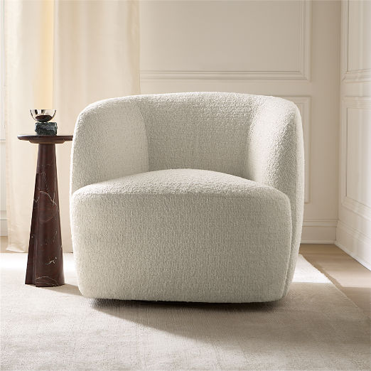 Gwyneth Ivory Boucle Swivel Chair by goop