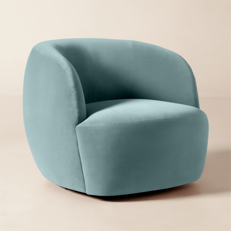 Gwyneth Light Blue Velvet Swivel Chair by goop - image 6 of 17