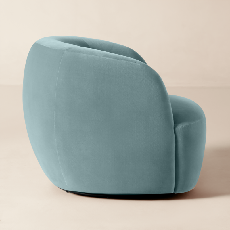 Gwyneth Light Blue Velvet Swivel Chair by goop - image 7 of 17