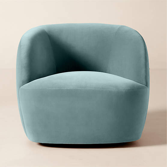 Gwyneth Light Blue Velvet Swivel Chair by goop