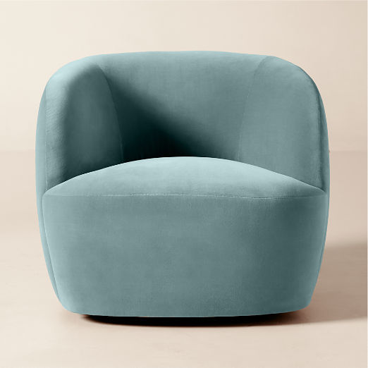 Gwyneth Light Blue Velvet Swivel Chair Set of 2 by Goop