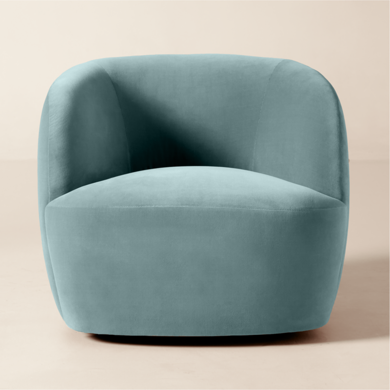 Gwyneth Light Blue Velvet Swivel Chair by goop - image 0 of 17