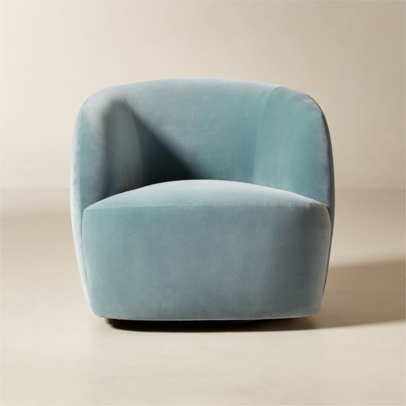 Gwyneth Light Blue Velvet Swivel Chairs Set of 2 Reviews CB2