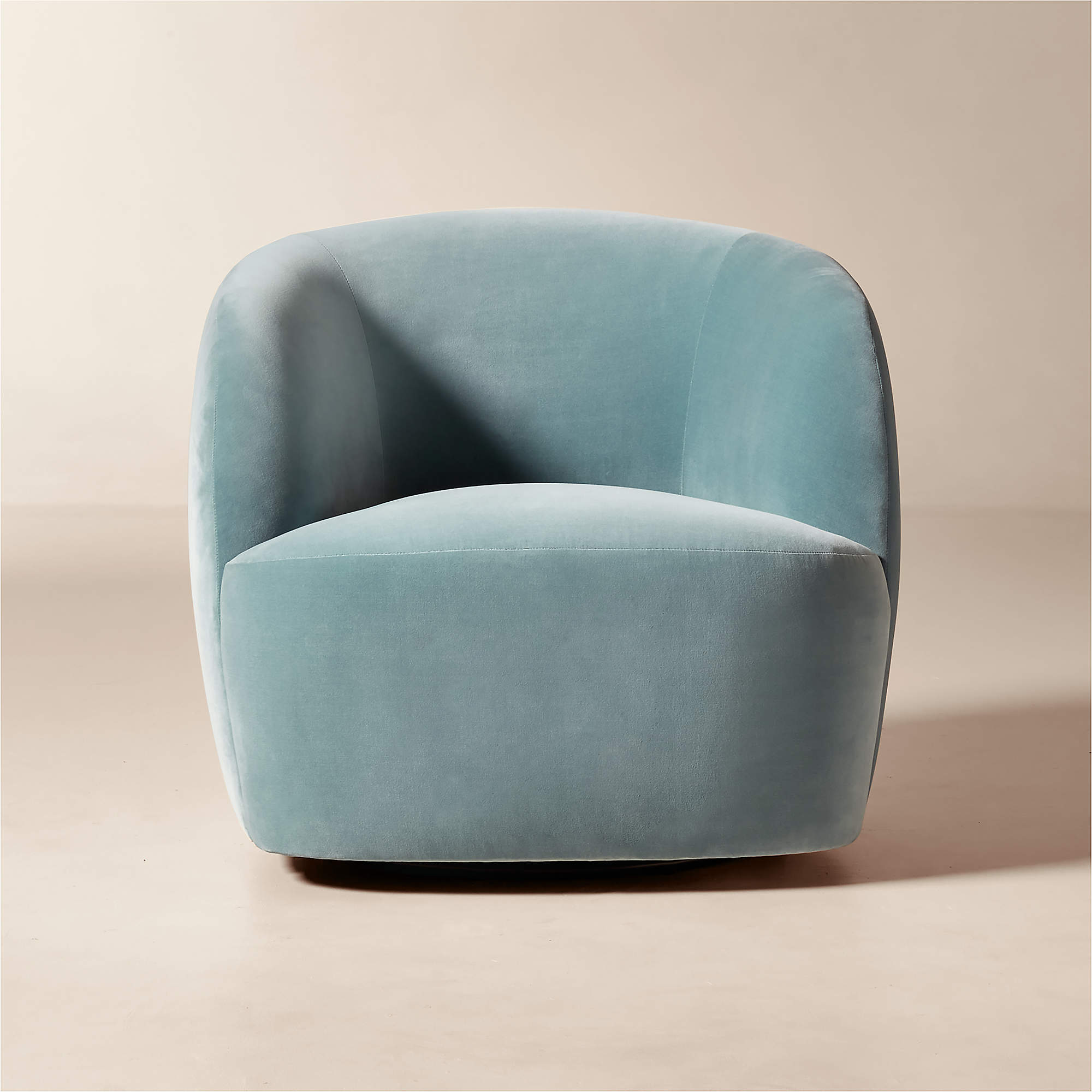 Light Blue Velvet Swivel Chair + Reviews CB2
