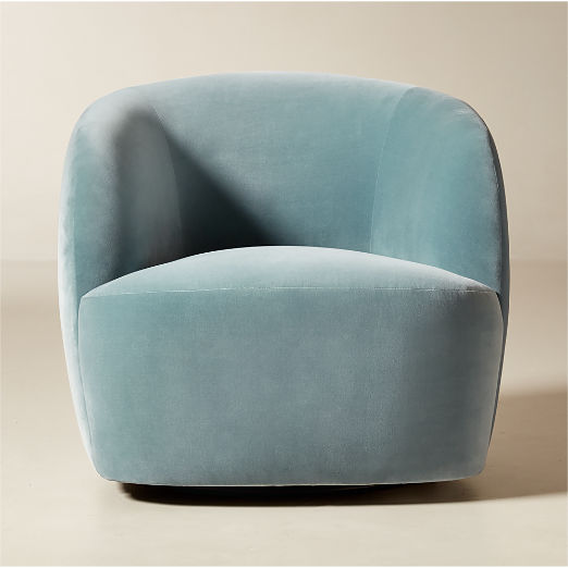 Gwyneth Light Blue Velvet Swivel Chair Set of 2 by Goop