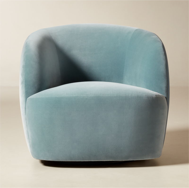 Gwyneth Light Blue Velvet Swivel Chair by goop - image 2 of 17