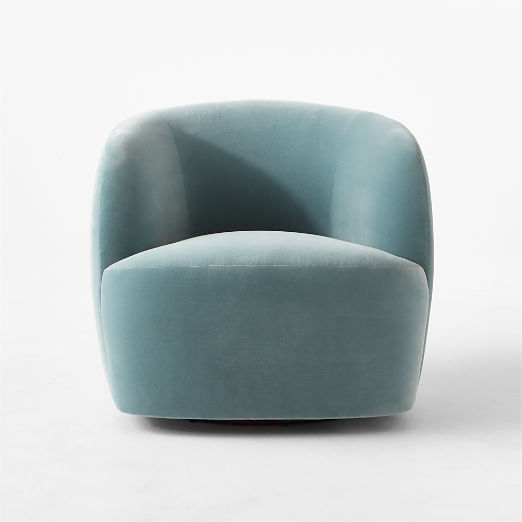 Gwyneth Light Blue Velvet Swivel Chairs Set of 2