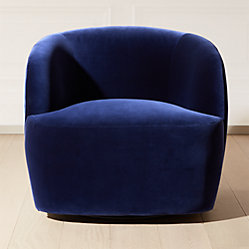 Gwyneth Navy Velvet Swivel Chair Set of 2