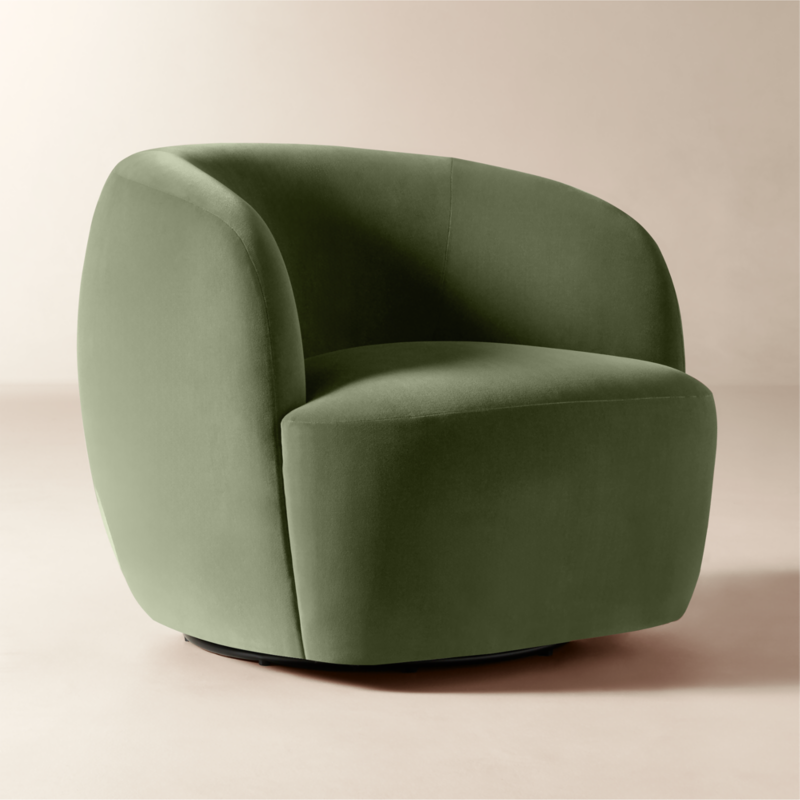 Gwyneth Sage Green Velvet Swivel Chair by goop - image 5 of 13
