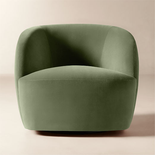 Gwyneth Sage Green Velvet Swivel Chair by goop Set of 2