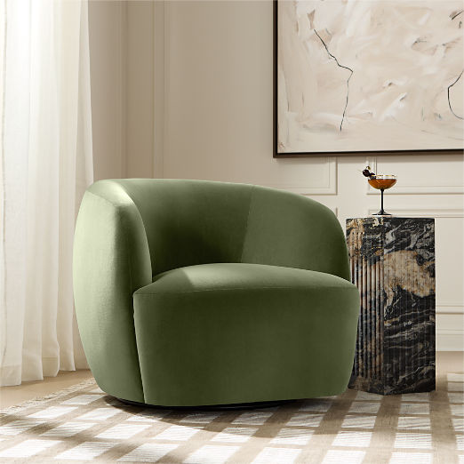 Gwyneth Sage Green Velvet Swivel Chair by goop Set of 2