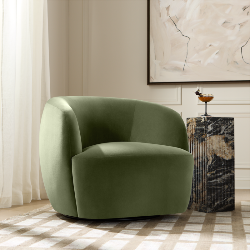 Gwyneth Sage Green Velvet Swivel Chair by goop - image 2 of 13