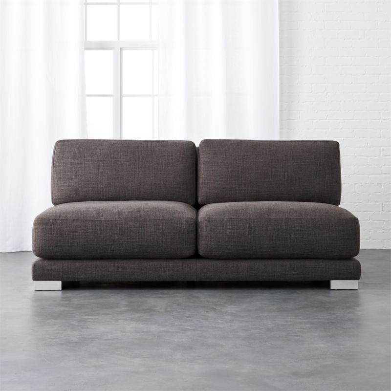 Modern Armless Sofas Cb2 Gybson Earth Grey Loveseat