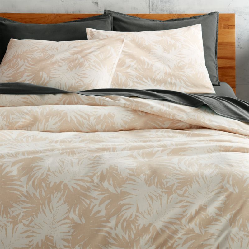The Hill-Side Palm Leaves Natural Full/Queen Duvet Cover + Reviews | CB2