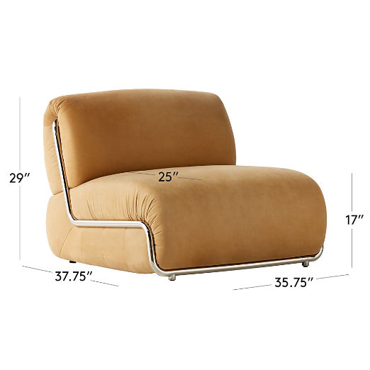 Hada Armless Beige Leather Lounge Chair