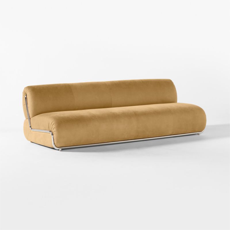 Hada 96" Armless Beige Leather Sofa - image 5 of 9