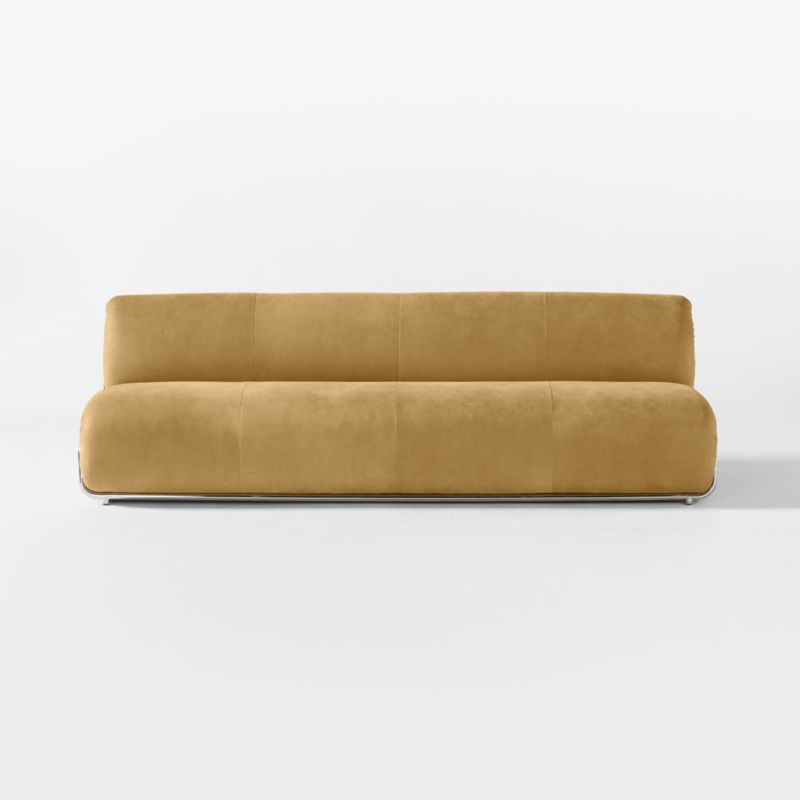 Hada 96" Armless Beige Leather Sofa - image 4 of 9