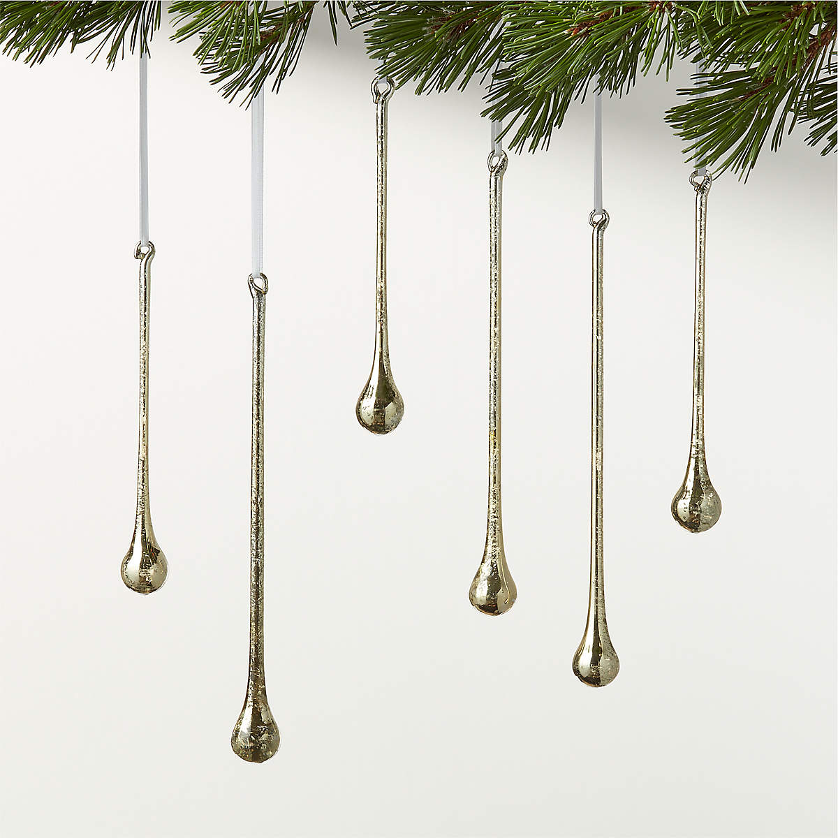 Hailee Mercury Glass Drop Christmas Tree Ornaments Set Of 6 Reviews Cb2 1741