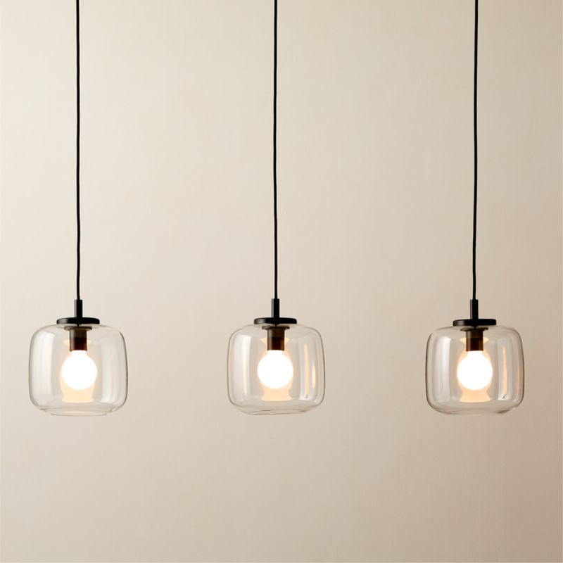 Halen 3-Light Blackened Brass Pendant Light with Clear Glass Shade - image 0 of 6