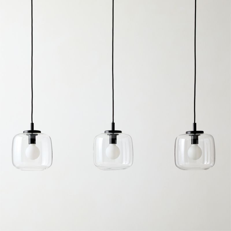 Halen 3-Light Blackened Brass Pendant Light with Clear Glass Shade - image 2 of 6