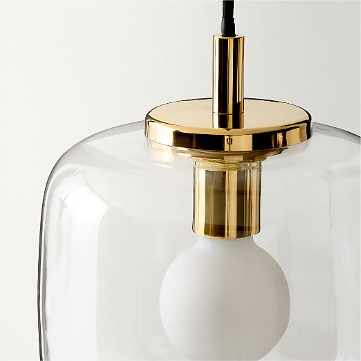 Halen 3-Light Unlacquered Brass Pendant Light with Clear Glass Shade