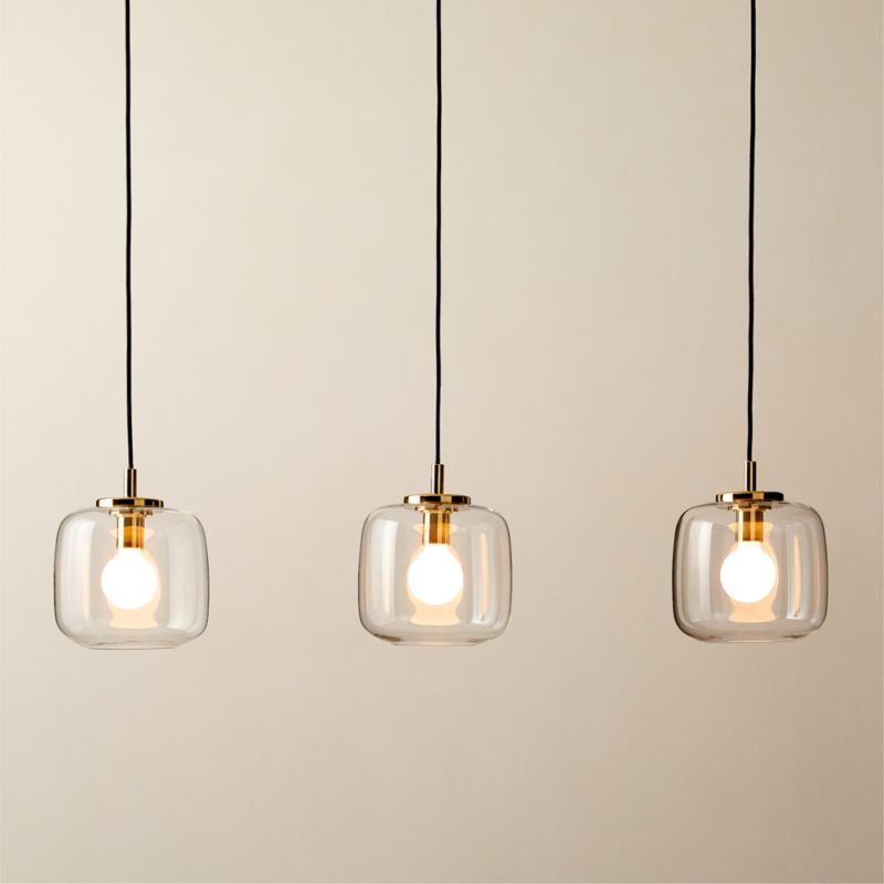 Viewing product image Halen 3-Light Unlacquered Brass Pendant Light with Clear Glass Shade - image 1 of 6