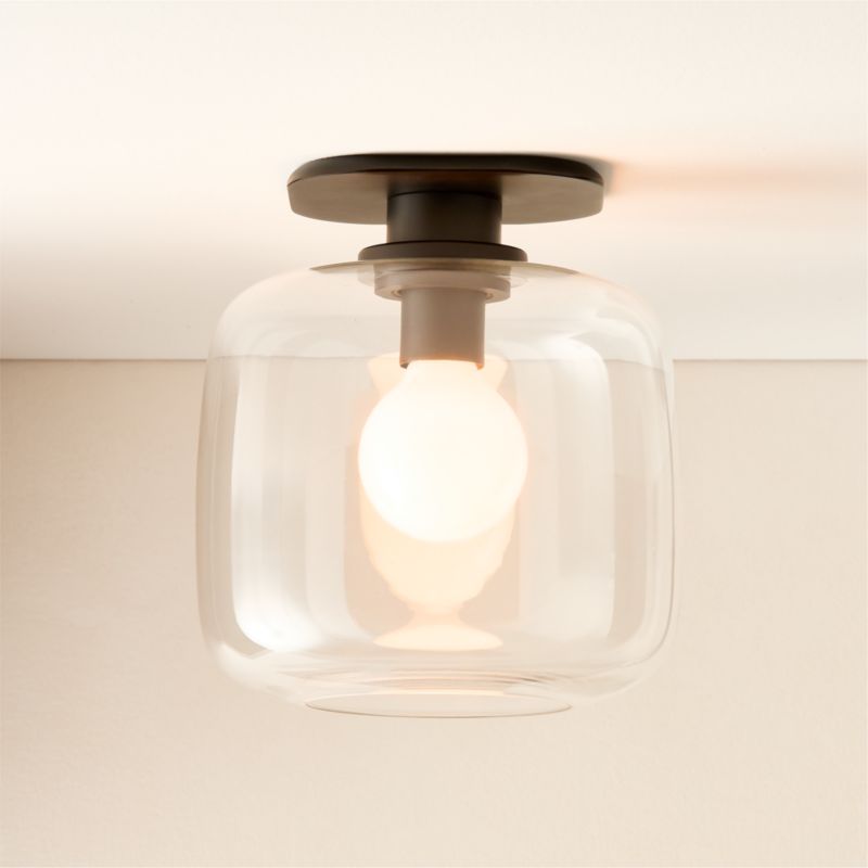 Viewing product image Halen Blackened Brass Flush Mount Light with Clear Glass Shade - image 1 of 4