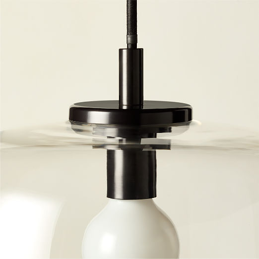 Halen Blackened Brass Pendant Light with Clear Glass Shade