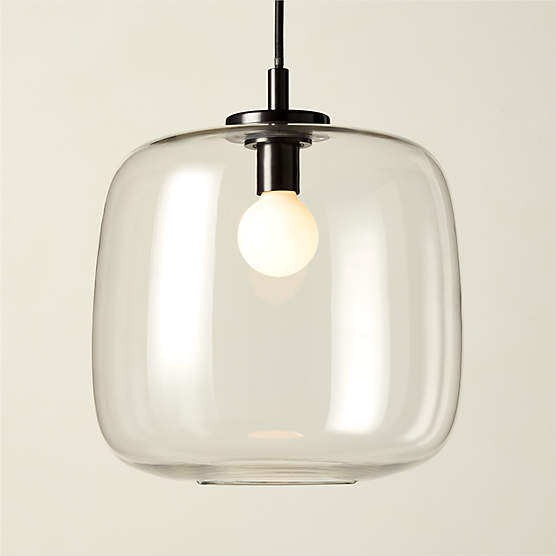 Halen Blackened Brass Pendant Light with Clear Glass Shade