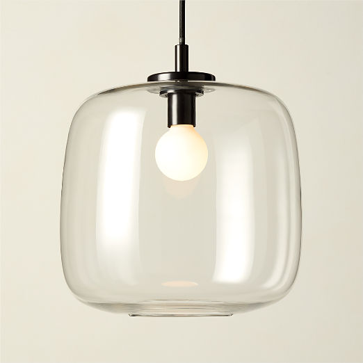 Halen Blackened Brass Pendant Light with Clear Glass Shade