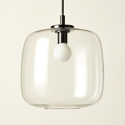 Halen Blackened Brass Pendant Light with Clear Glass Shade