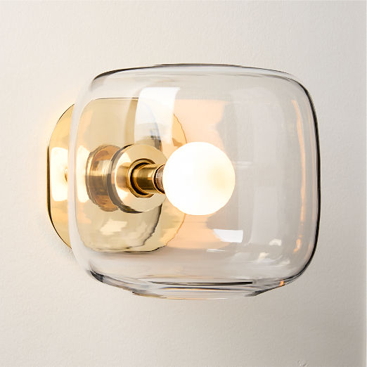 Halen Blackened Brass Wall Sconce with Clear Glass Shade