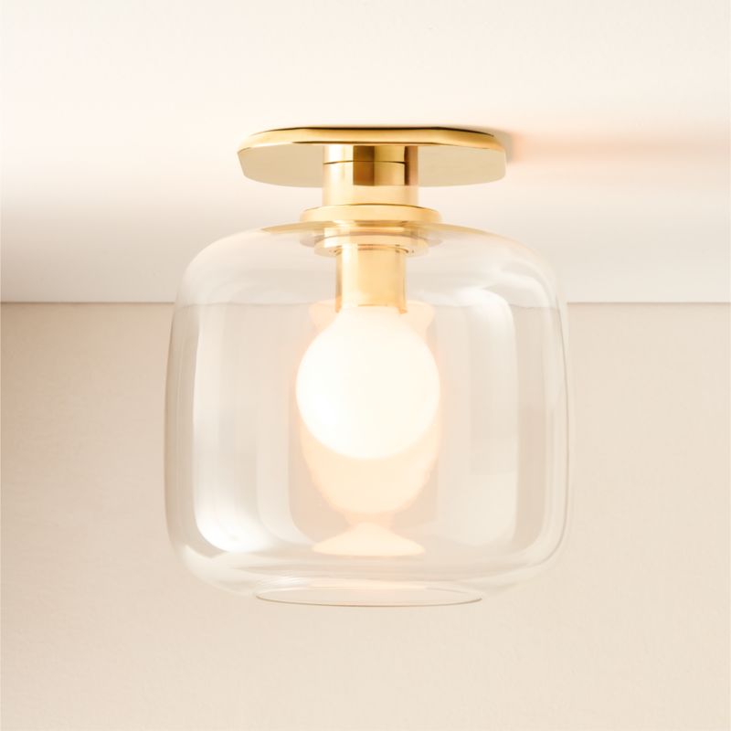 Viewing product image Halen Unlacquered Brass Flush Mount Light with Clear Glass Shade - image 1 of 4